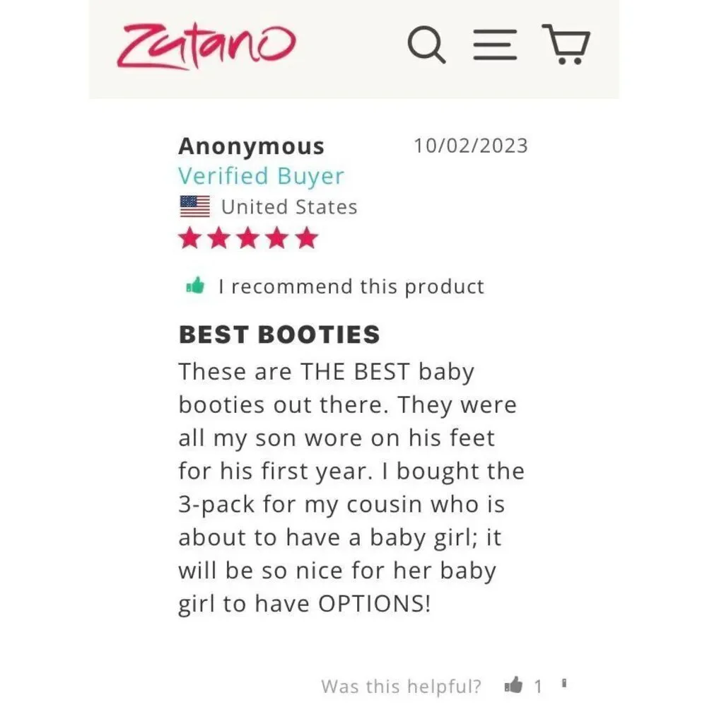 Zutano Baby 0-3 Months Cozy Fleece Booties